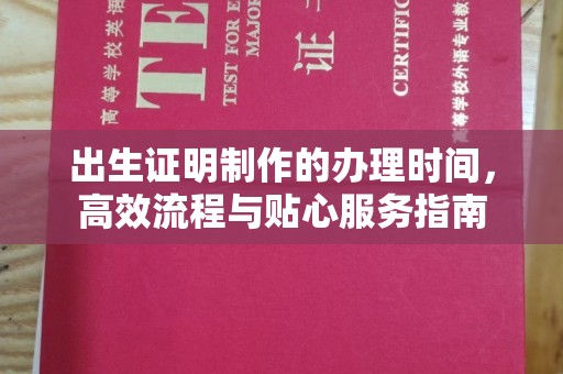 九江出生证明制作的办理时间，高效流程与贴心服务指南
